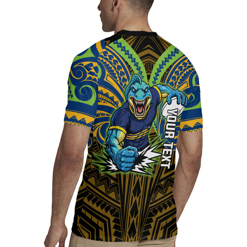 Custom Parramatta Eels Rugby Jersey Eel Warrior Polynesia Islander Rugby Mascot