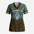 Custom Parramatta Eels Scrub Top Eel Warrior Polynesia Islander Rugby Mascot