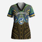 Custom Parramatta Eels Scrub Top Eel Warrior Polynesia Islander Rugby Mascot