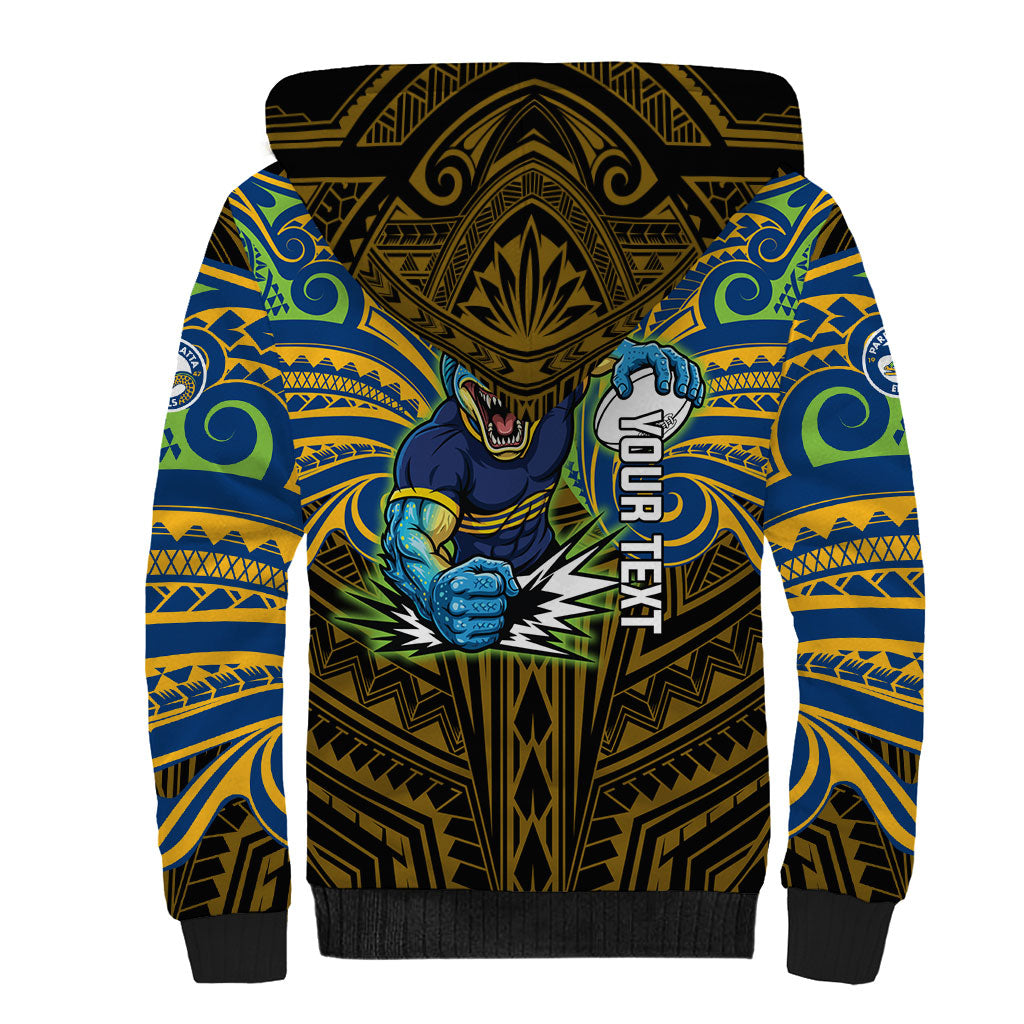 Custom Parramatta Eels Sherpa Hoodie Eel Warrior Polynesia Islander Rugby Mascot