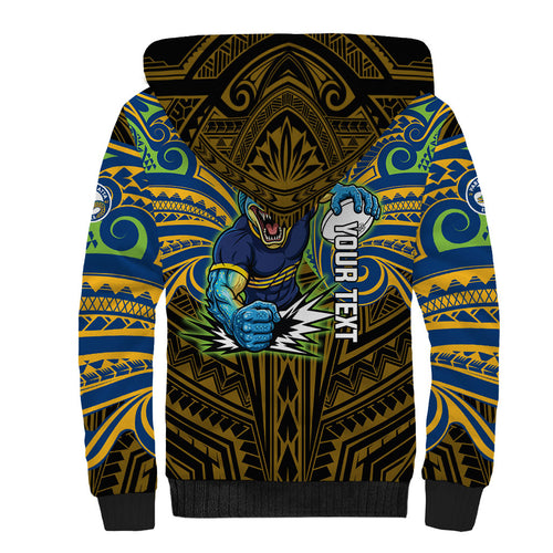 Custom Parramatta Eels Sherpa Hoodie Eel Warrior Polynesia Islander Rugby Mascot