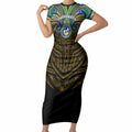 Custom Parramatta Eels Short Sleeve Bodycon Dress Eel Warrior Polynesia Islander Rugby Mascot