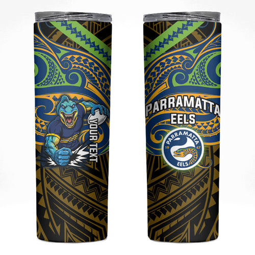 Custom Parramatta Eels Skinny Tumbler Eel Warrior Polynesia Islander Rugby Mascot