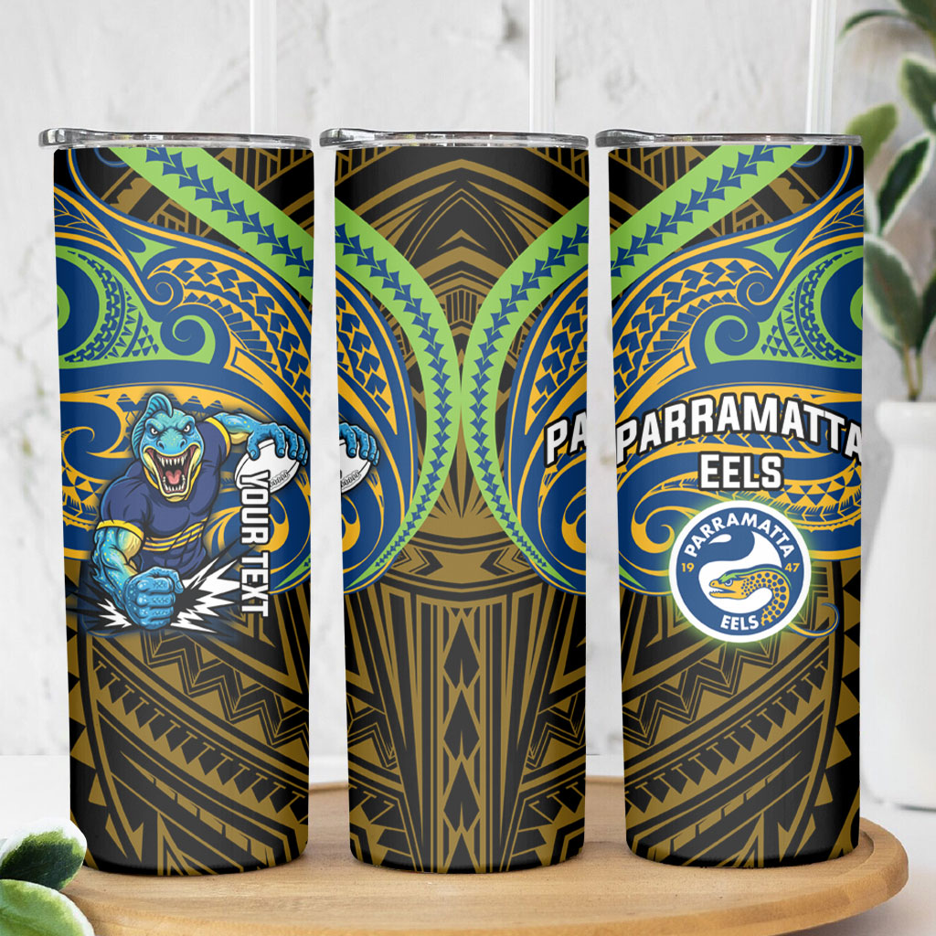 Custom Parramatta Eels Skinny Tumbler Eel Warrior Polynesia Islander Rugby Mascot