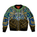 Custom Parramatta Eels Sleeve Zip Bomber Jacket Eel Warrior Polynesia Islander Rugby Mascot