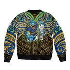 Custom Parramatta Eels Sleeve Zip Bomber Jacket Eel Warrior Polynesia Islander Rugby Mascot