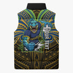 Custom Parramatta Eels Sleeveless Puffer Jacket Eel Warrior Polynesia Islander Rugby Mascot