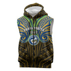 Custom Parramatta Eels Sleeveless Zip Hoodie Eel Warrior Polynesia Islander Rugby Mascot