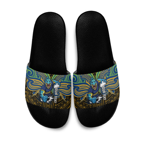 Custom Parramatta Eels Slide Sandals Eel Warrior Polynesia Islander Rugby Mascot