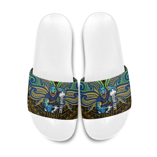 Custom Parramatta Eels Slide Sandals Eel Warrior Polynesia Islander Rugby Mascot