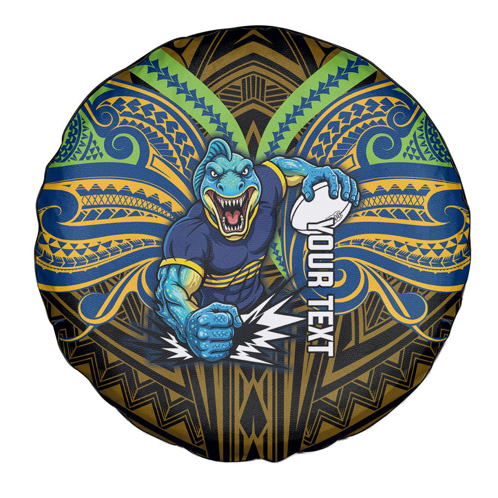 Custom Parramatta Eels Spare Tire Cover Eel Warrior Polynesia Islander Rugby Mascot