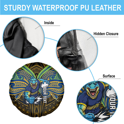Custom Parramatta Eels Spare Tire Cover Eel Warrior Polynesia Islander Rugby Mascot