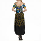 Custom Parramatta Eels Summer Maxi Dress Eel Warrior Polynesia Islander Rugby Mascot