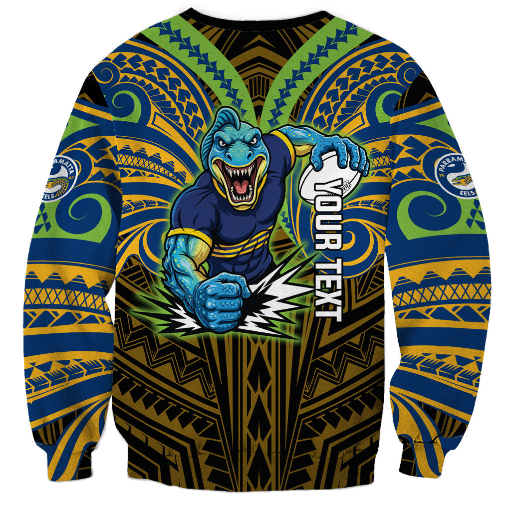 Custom Parramatta Eels Sweatshirt Eel Warrior Polynesia Islander Rugby Mascot