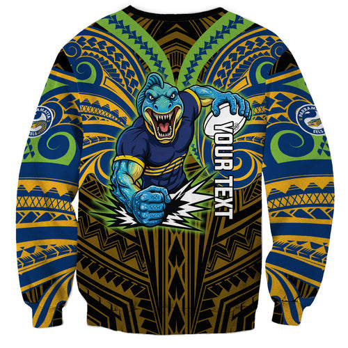 Custom Parramatta Eels Sweatshirt Eel Warrior Polynesia Islander Rugby Mascot