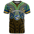 Custom Parramatta Eels T Shirt Eel Warrior Polynesia Islander Rugby Mascot