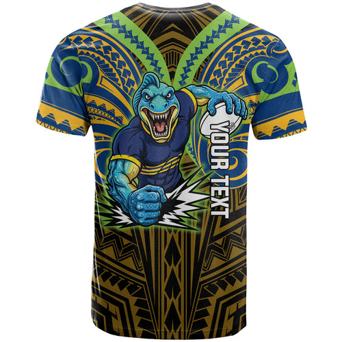 Custom Parramatta Eels T Shirt Eel Warrior Polynesia Islander Rugby Mascot