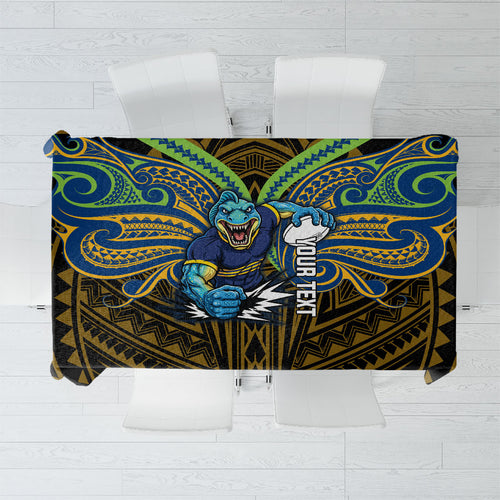 Custom Parramatta Eels Tablecloth Eel Warrior Polynesia Islander Rugby Mascot