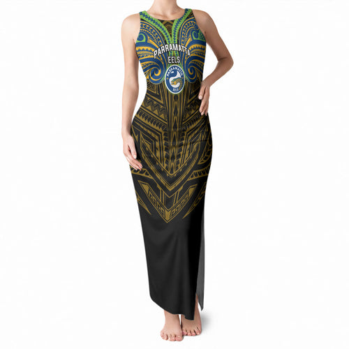 Custom Parramatta Eels Tank Maxi Dress Eel Warrior Polynesia Islander Rugby Mascot