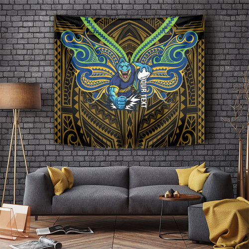 Custom Parramatta Eels Tapestry Eel Warrior Polynesia Islander Rugby Mascot