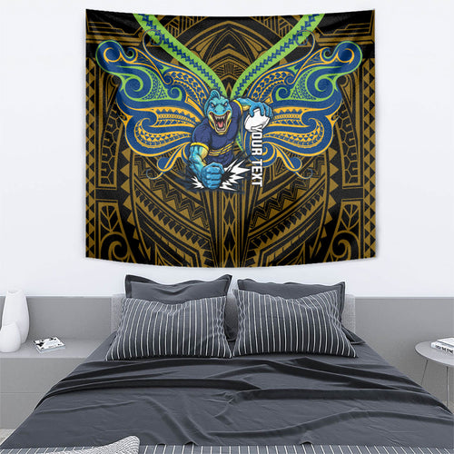 Custom Parramatta Eels Tapestry Eel Warrior Polynesia Islander Rugby Mascot