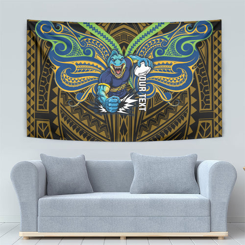Custom Parramatta Eels Tapestry Eel Warrior Polynesia Islander Rugby Mascot
