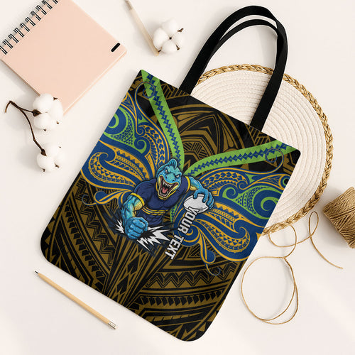 Custom Parramatta Eels Tote Bag Eel Warrior Polynesia Islander Rugby Mascot