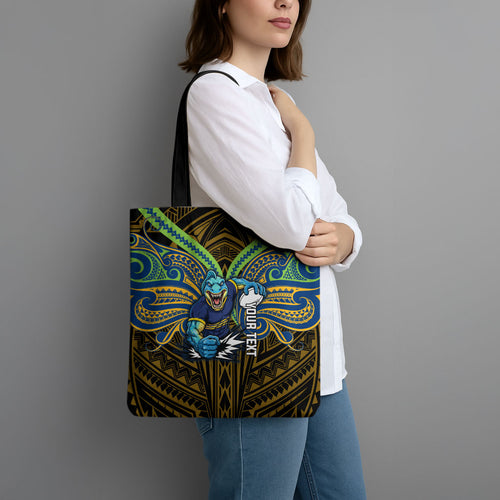 Custom Parramatta Eels Tote Bag Eel Warrior Polynesia Islander Rugby Mascot