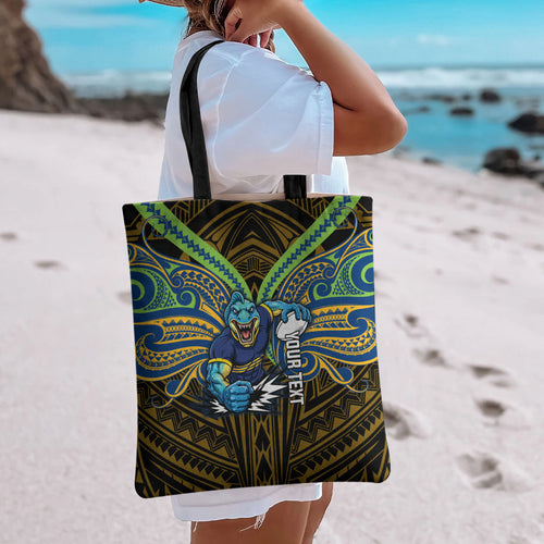 Custom Parramatta Eels Tote Bag Eel Warrior Polynesia Islander Rugby Mascot