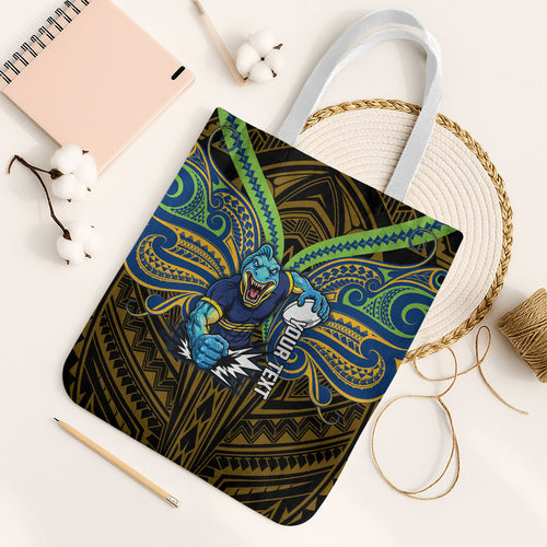 Custom Parramatta Eels Tote Bag Eel Warrior Polynesia Islander Rugby Mascot