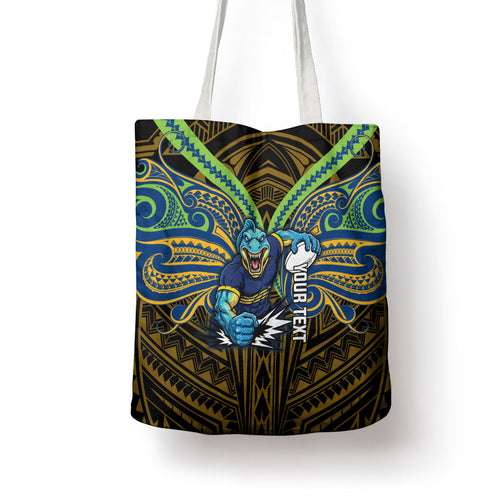 Custom Parramatta Eels Tote Bag Eel Warrior Polynesia Islander Rugby Mascot