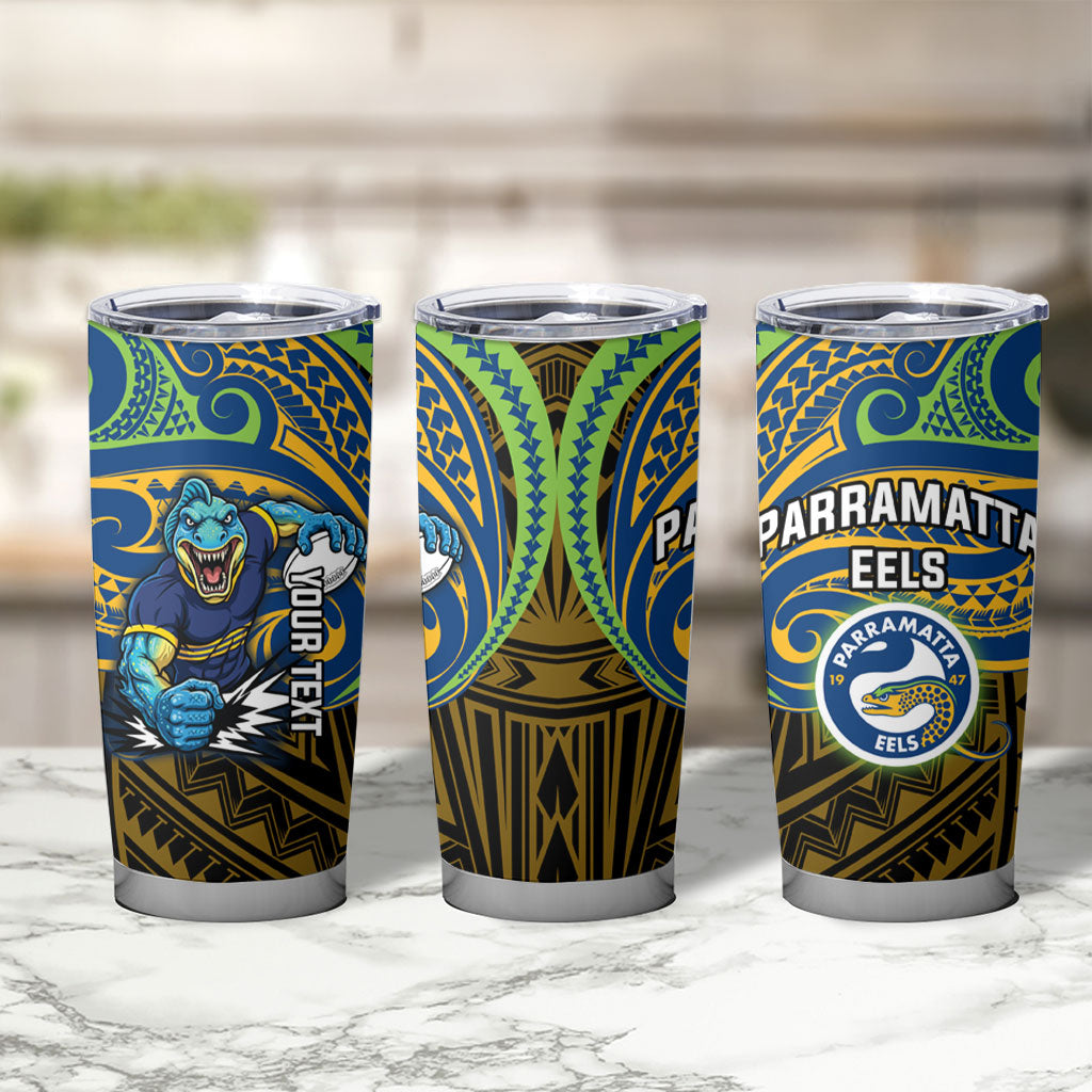 Custom Parramatta Eels Tumbler Cup Eel Warrior Polynesia Islander Rugby Mascot