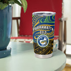 Custom Parramatta Eels Tumbler Cup Eel Warrior Polynesia Islander Rugby Mascot