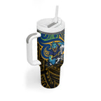 Custom Parramatta Eels Tumbler With Handle Eel Warrior Polynesia Islander Rugby Mascot