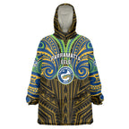 Custom Parramatta Eels Wearable Blanket Hoodie Eel Warrior Polynesia Islander Rugby Mascot