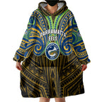 Custom Parramatta Eels Wearable Blanket Hoodie Eel Warrior Polynesia Islander Rugby Mascot