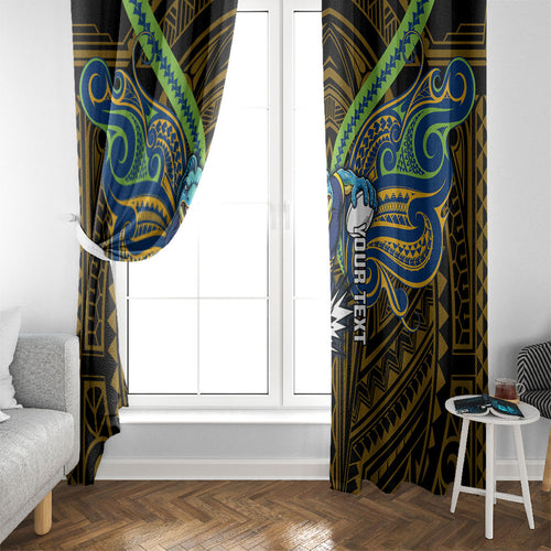 Custom Parramatta Eels Window Curtain Eel Warrior Polynesia Islander Rugby Mascot