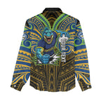 Custom Parramatta Eels Women Casual Shirt Eel Warrior Polynesia Islander Rugby Mascot
