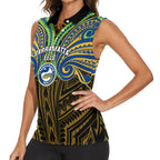 Custom Parramatta Eels Women Sleeveless Polo Shirt Eel Warrior Polynesia Islander Rugby Mascot