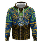 Custom Parramatta Eels Zip Hoodie Eel Warrior Polynesia Islander Rugby Mascot