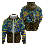 Custom Parramatta Eels Zip Hoodie Eel Warrior Polynesia Islander Rugby Mascot