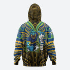 Custom Parramatta Eels Zip Hoodie Eel Warrior Polynesia Islander Rugby Mascot