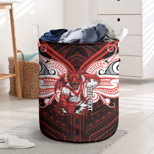 Custom St. George Illawarra Dragons Laundry Basket Dragon Warrior Polynesia Islander Rugby Mascot