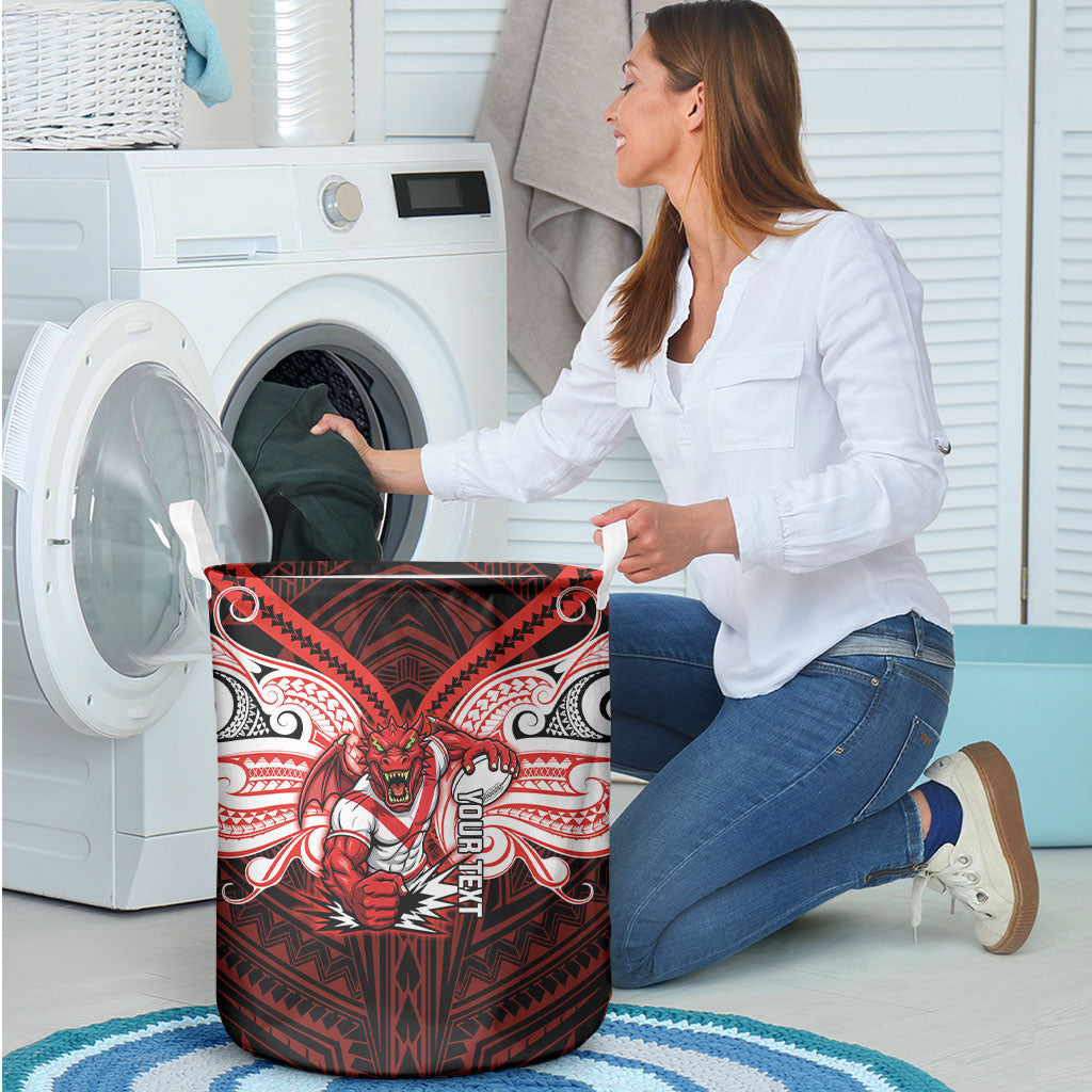 Custom St. George Illawarra Dragons Laundry Basket Dragon Warrior Polynesia Islander Rugby Mascot