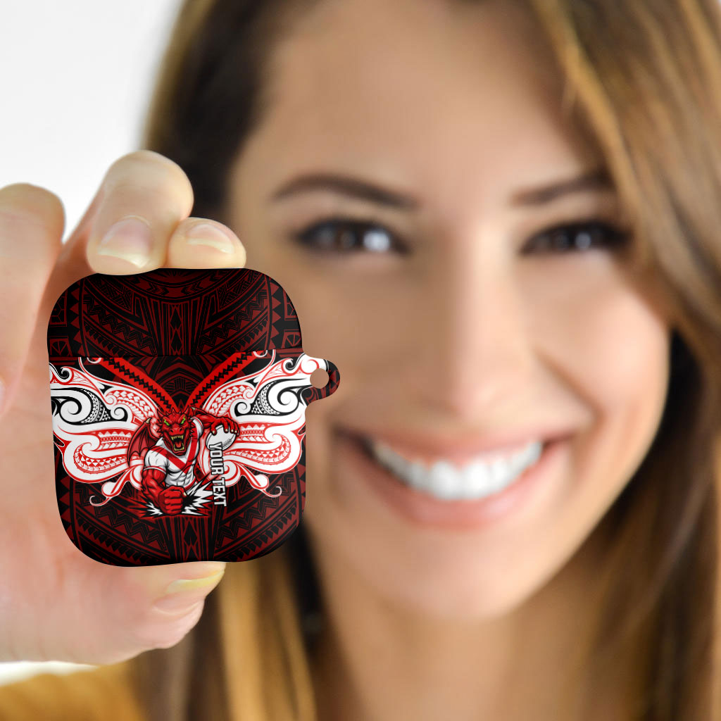 Custom St. George Illawarra Dragons AirPods Case Dragon Warrior Polynesia Islander Rugby Mascot