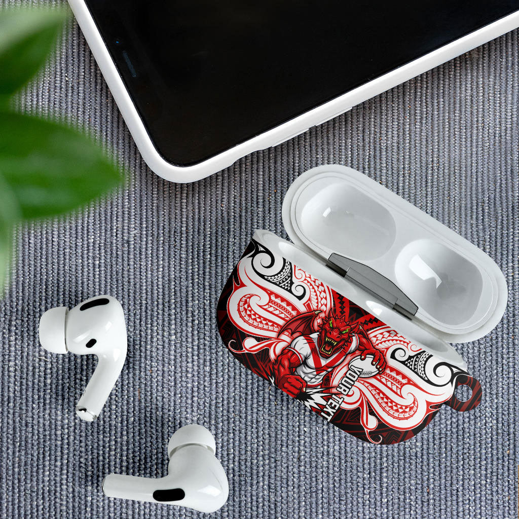 Custom St. George Illawarra Dragons AirPods Case Dragon Warrior Polynesia Islander Rugby Mascot