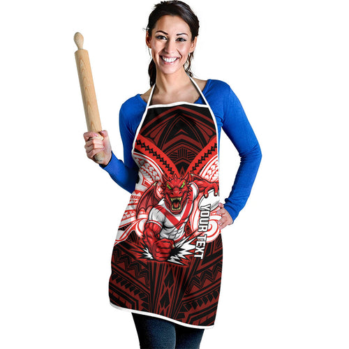 Custom St. George Illawarra Dragons Apron Dragon Warrior Polynesia Islander Rugby Mascot