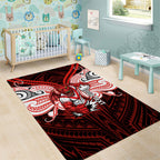 Custom St. George Illawarra Dragons Area Rug Dragon Warrior Polynesia Islander Rugby Mascot