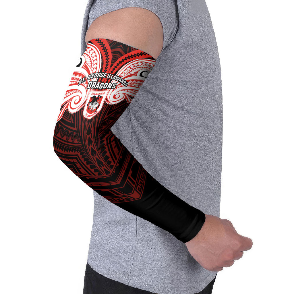 Custom St. George Illawarra Dragons Arm Sleeves Dragon Warrior Polynesia Islander Rugby Mascot