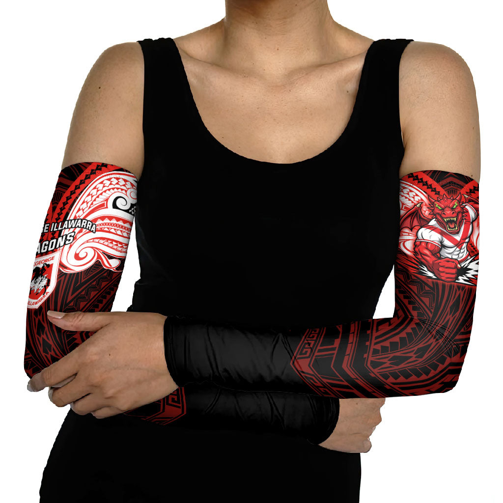 Custom St. George Illawarra Dragons Arm Sleeves Dragon Warrior Polynesia Islander Rugby Mascot